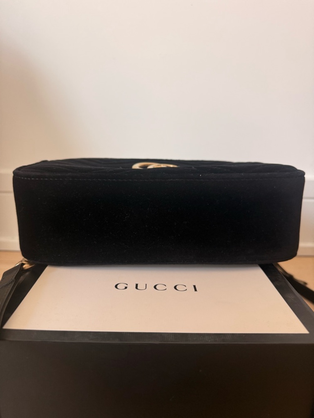 Gucci Black Velvet GG Camera Crossbody Bag with Gold Hardware - Picture 6 of 10